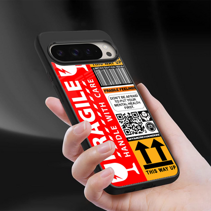 fragile feelings back phone cover | glass case for google pixel 9 pro xl