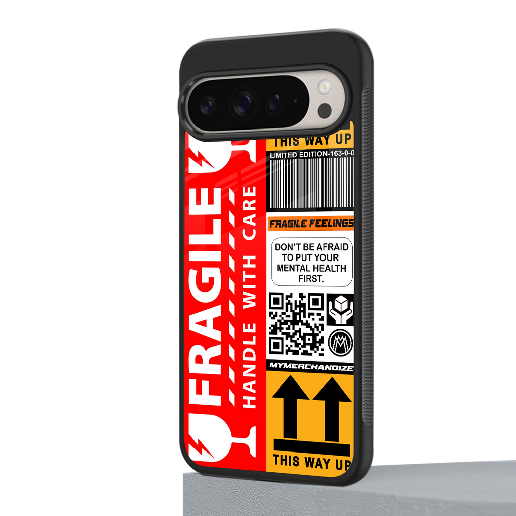 fragile feelings back phone cover | glass case for google pixel 9 pro xl