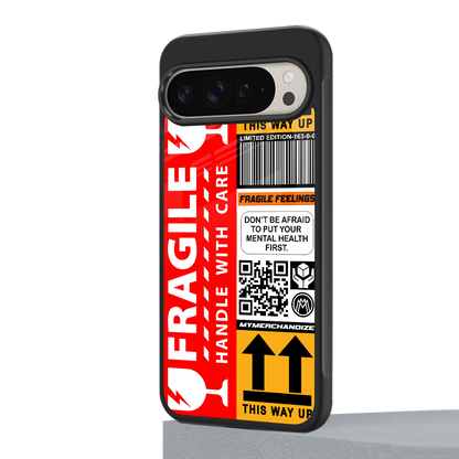 fragile feelings back phone cover | glass case for google pixel 9 pro xl