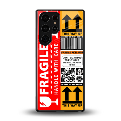 fragile feelings back phone cover | glass case for samsung galaxy s25 ultra