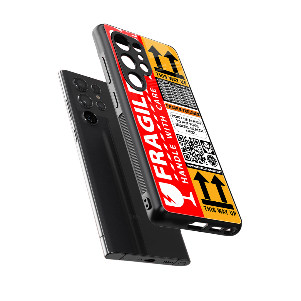 fragile feelings back phone cover | glass case for samsung galaxy s25 ultra