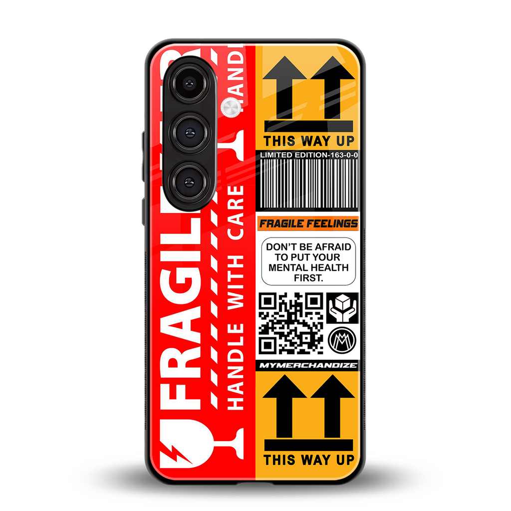 fragile feelings back phone cover | glass case for samsung galaxy s23 fe