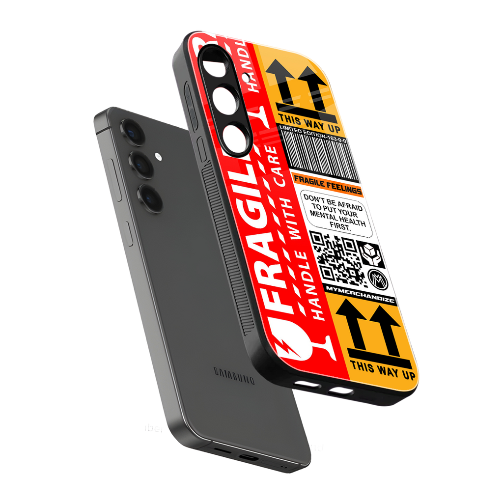 fragile feelings back phone cover | glass case for samsung galaxy s24 plus