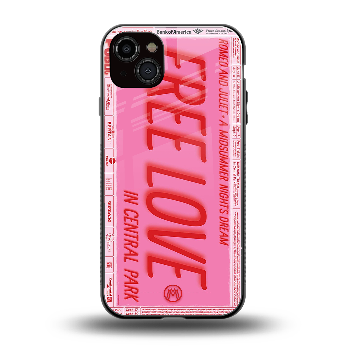 free love back phone cover | glass case for iphone 15 plus