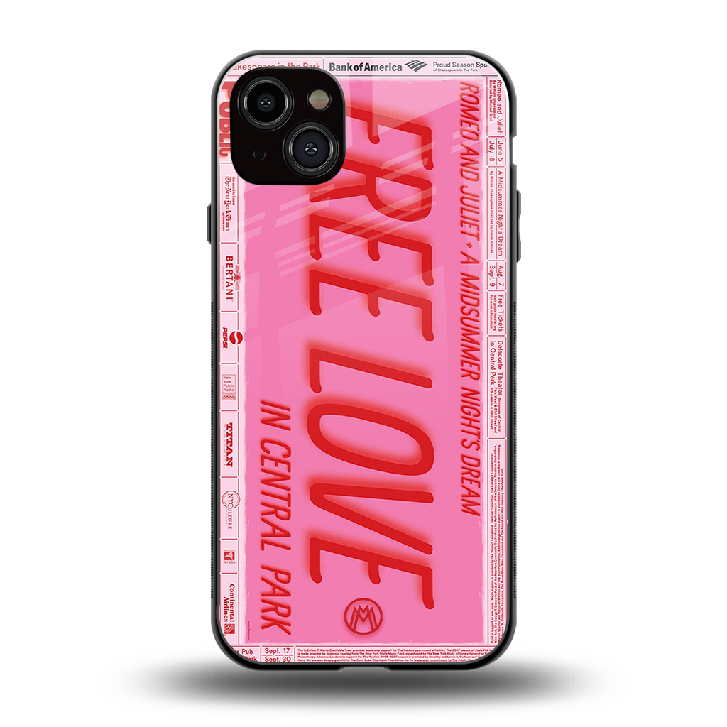 free love back phone cover | glass case for iphone 14 plus
