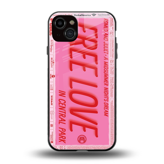 free love back phone cover | glass case for iphone 14 plus
