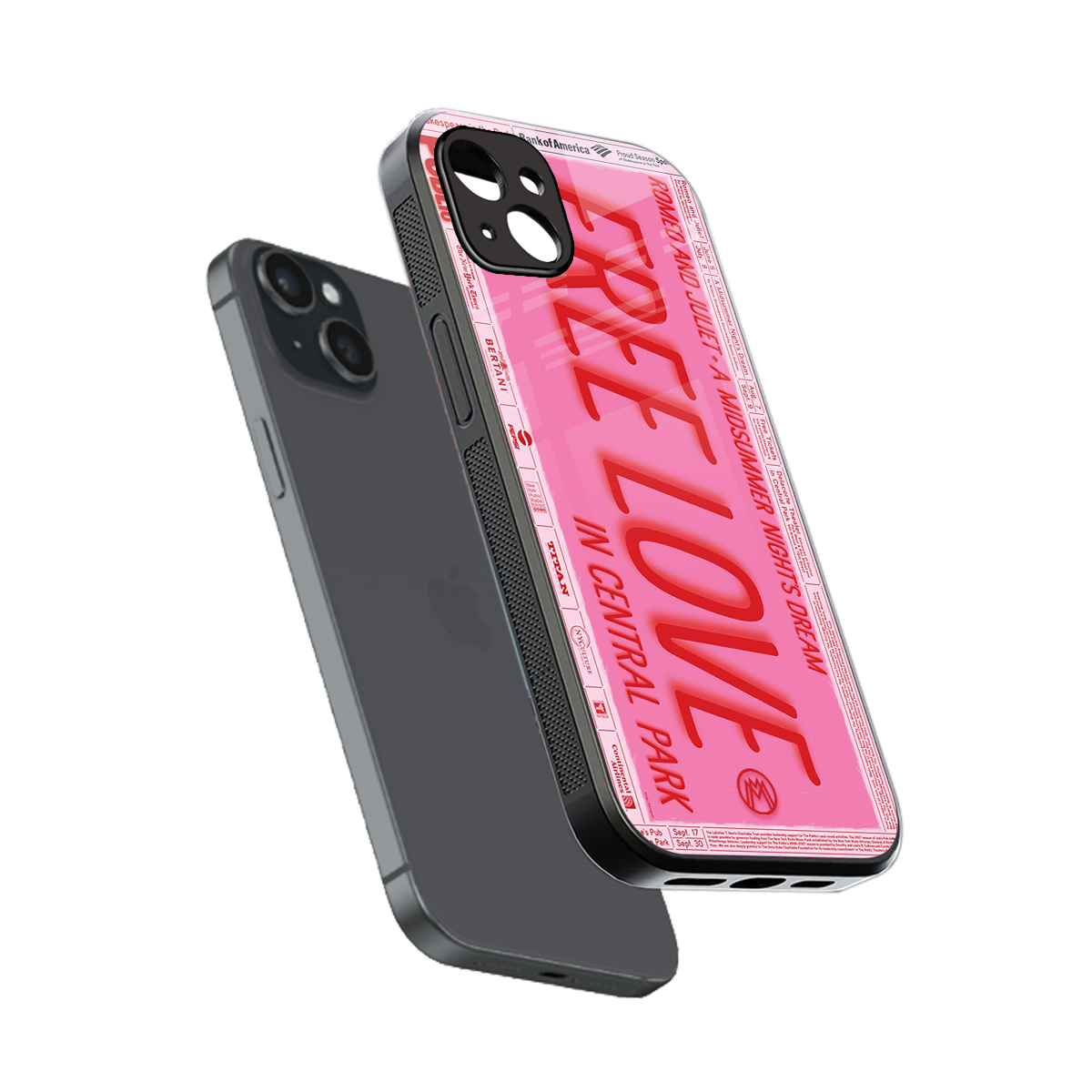 free love back phone cover | glass case for iphone 15 plus