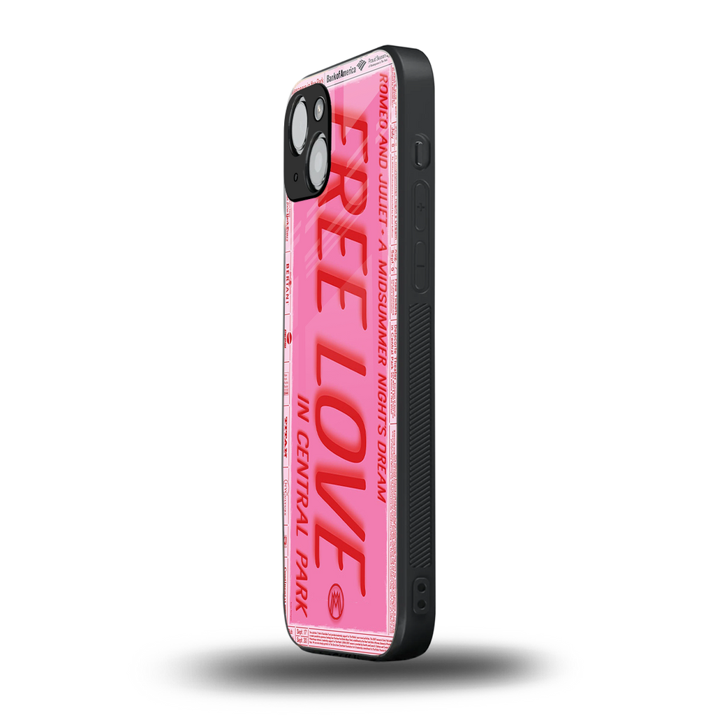 free love back phone cover | glass case for iphone 14 plus