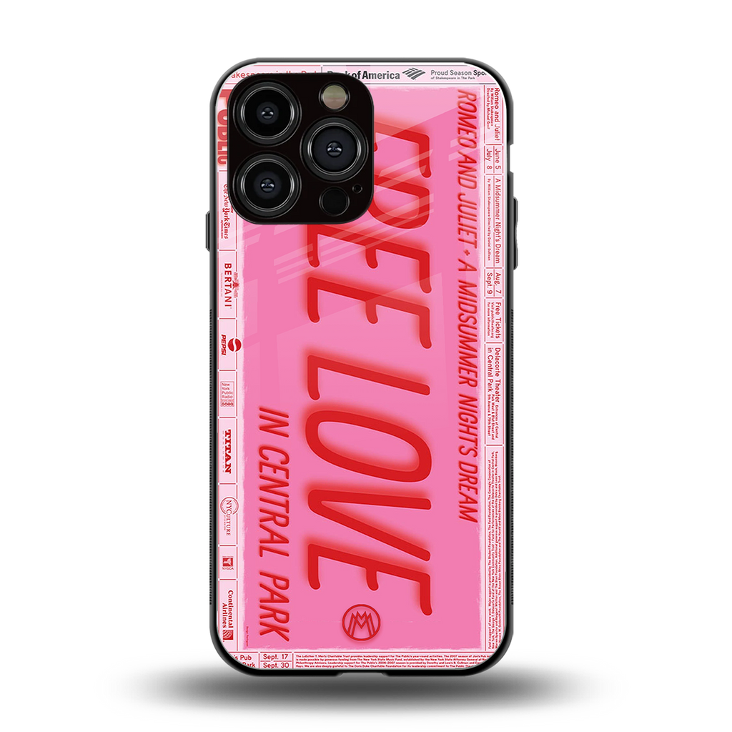 free love back phone cover | glass case for iphone 15 pro max
