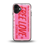 free love back phone cover | glass case for iphone 16 plus