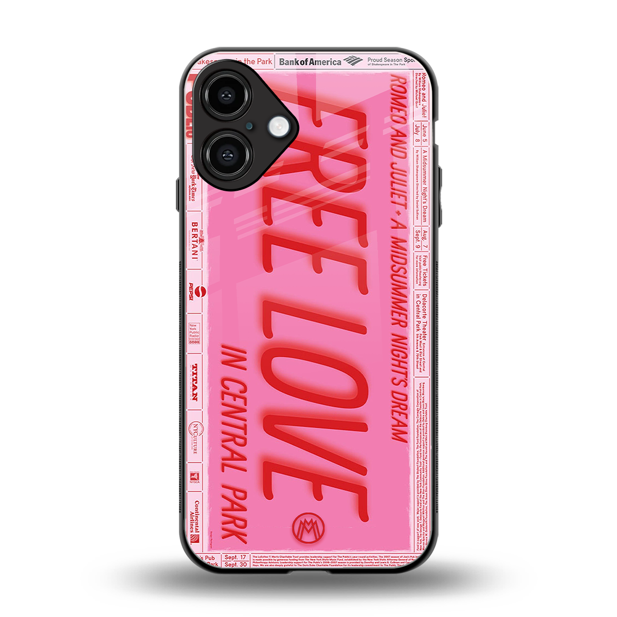 free love back phone cover | glass case for iphone 16 plus