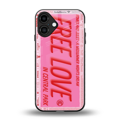 free love back phone cover | glass case for iphone 16 plus
