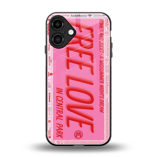 free love back phone cover | glass case for iphone 16 plus
