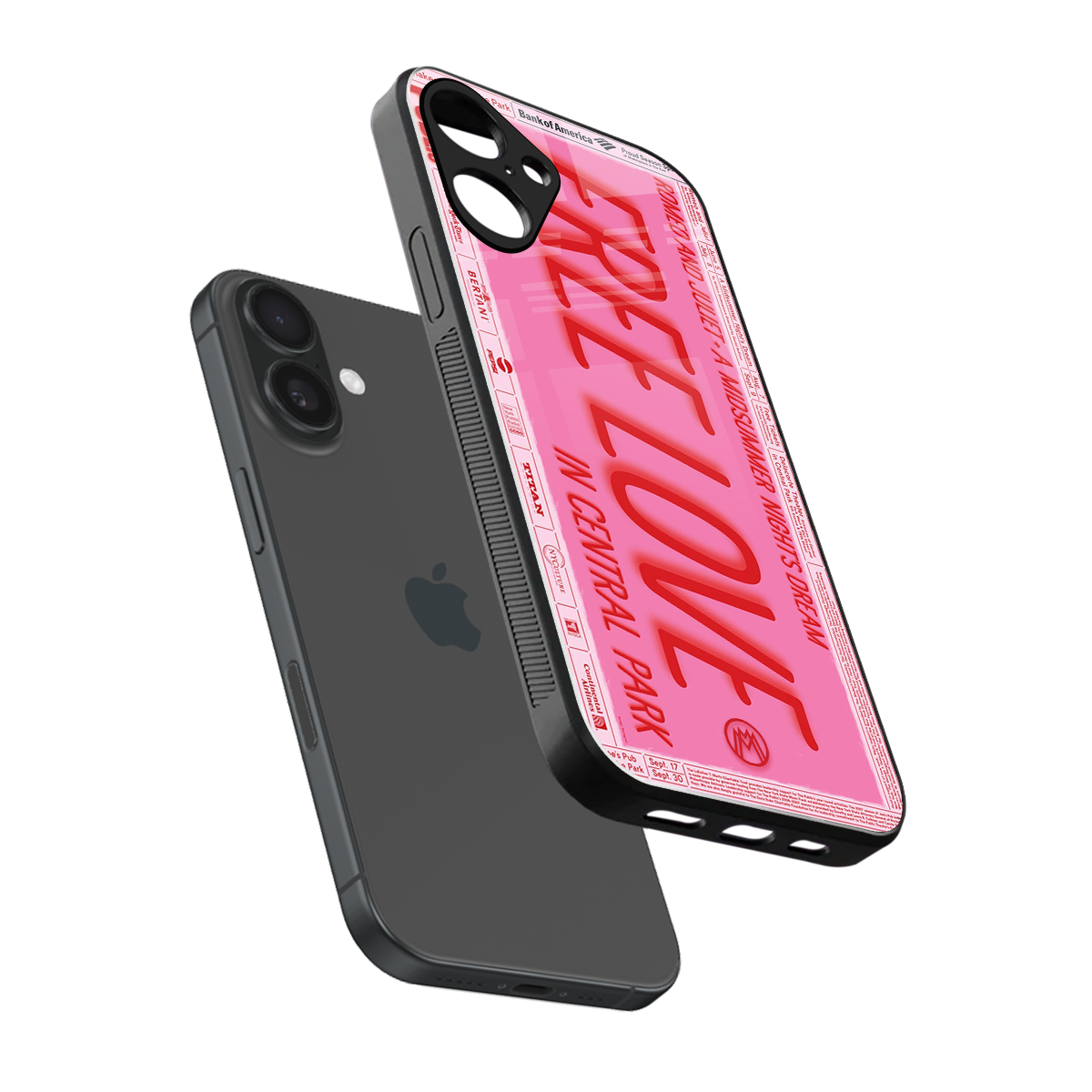 free love back phone cover | glass case for iphone 16 plus