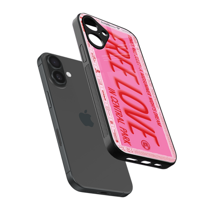 free love back phone cover | glass case for iphone 16 plus
