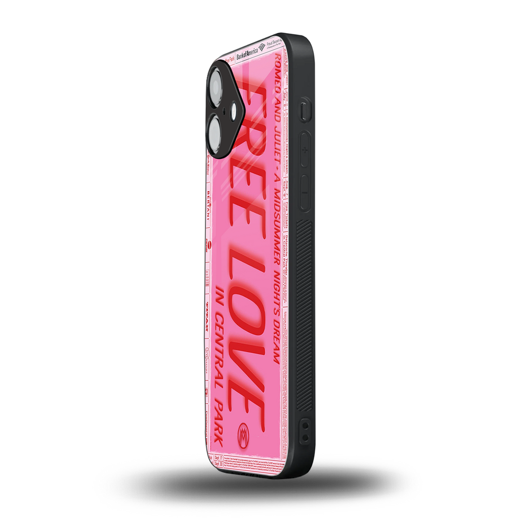 free love back phone cover | glass case for iphone 16 plus