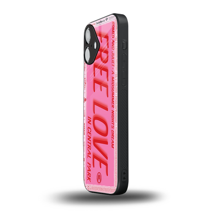 free love back phone cover | glass case for iphone 16 plus