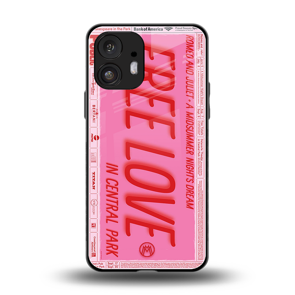 free love back phone cover | glass case for nothing phone 2