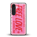 free love back phone cover | glass case for samsung galaxy s24 plus