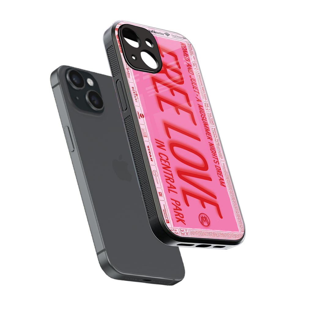 free love back phone cover | glass case for iphone 15