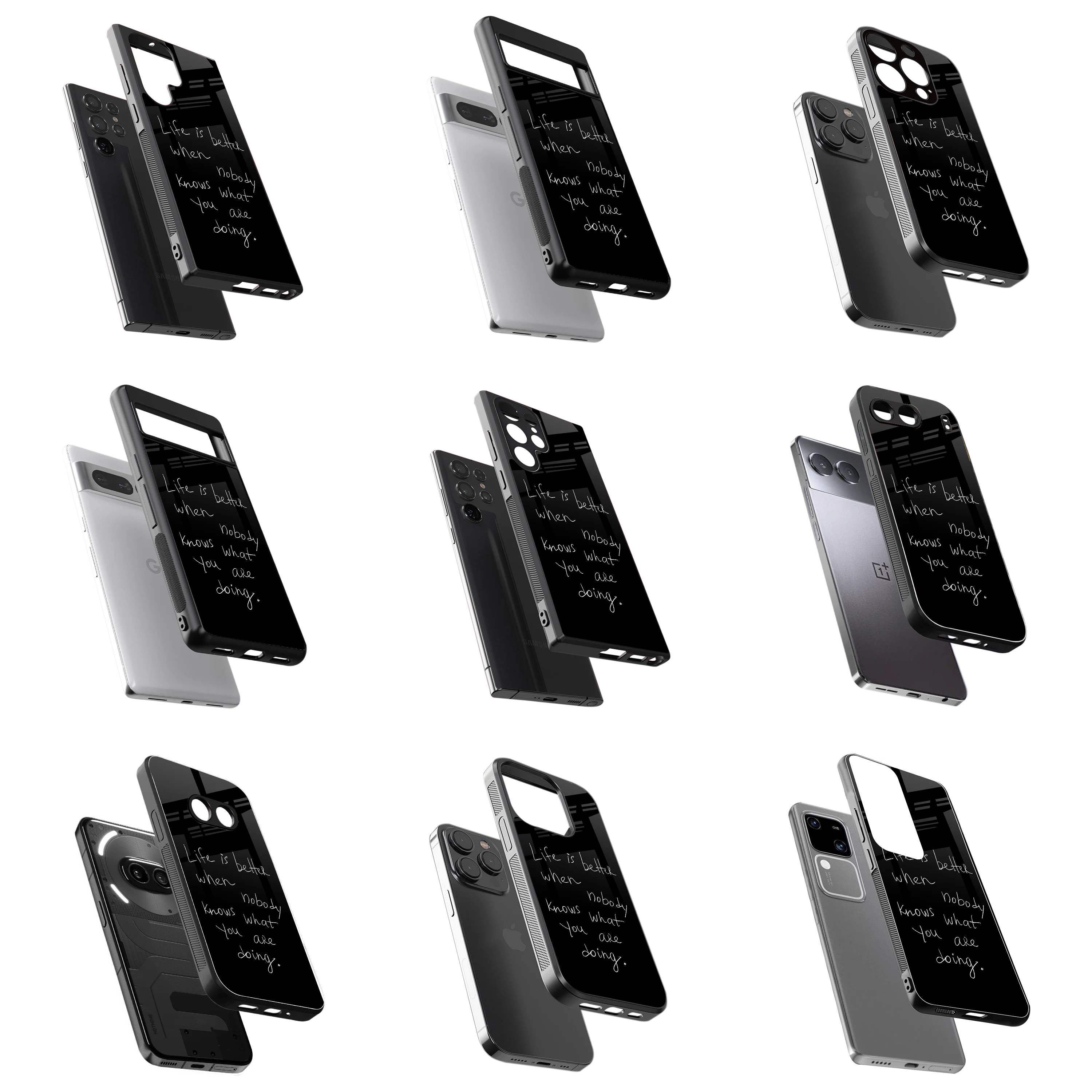 Durable Glass Back Mobile Case for iPhone, Samsung, OnePlus, Google Pixel, Redmi, Vivo, Oppo