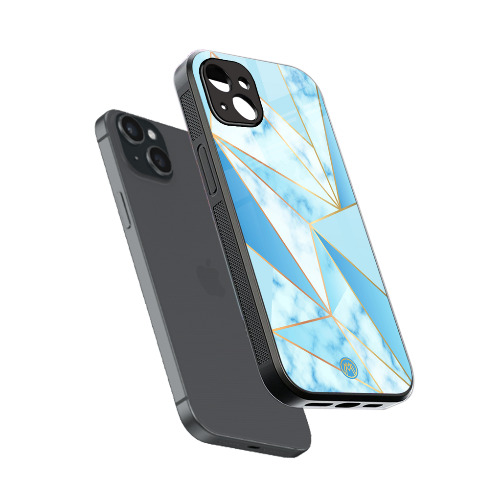 french marble back phone cover | glass case for iphone 15 plus