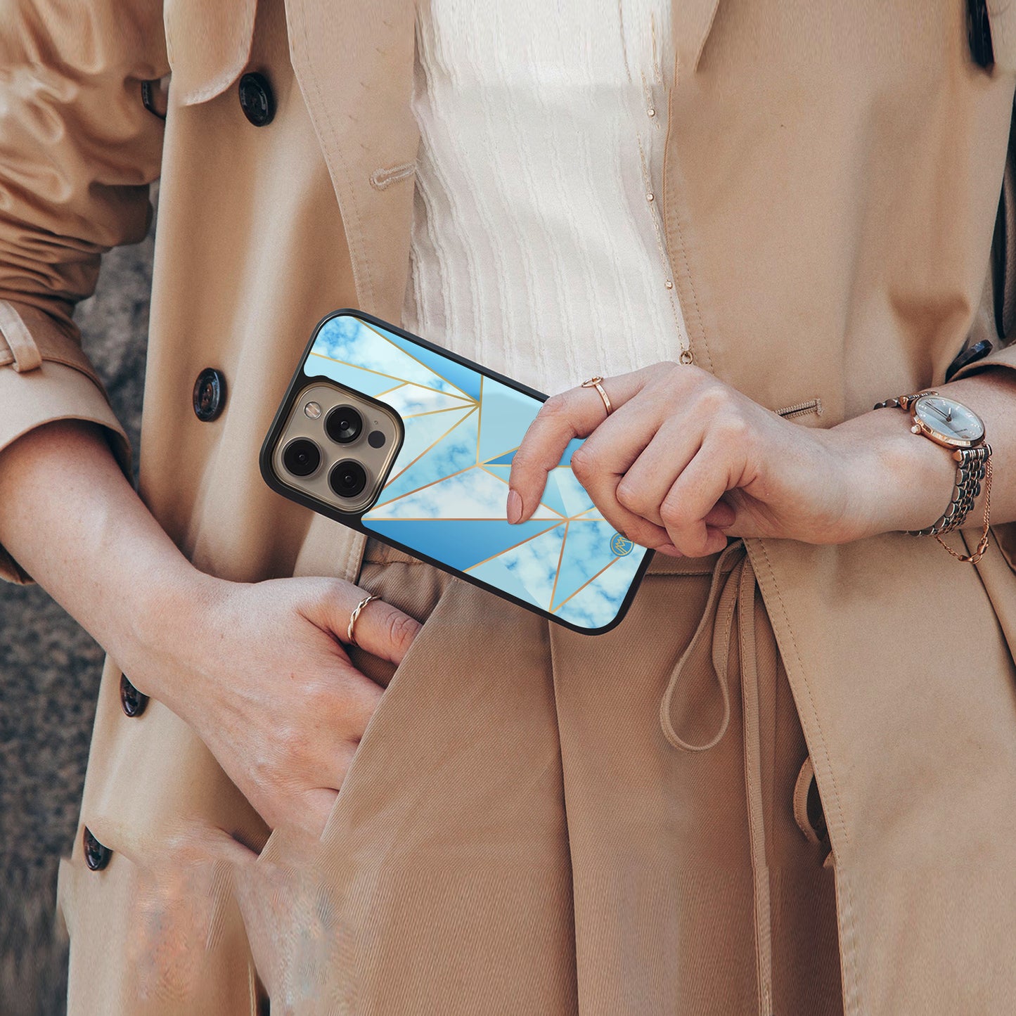 french marble back phone cover | glass case for iphone 15 pro