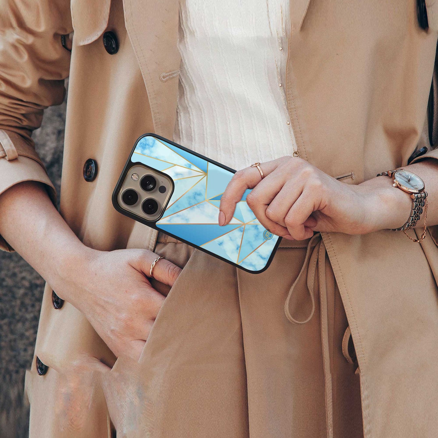 french marble back phone cover | glass case for samsung galaxy s23 plus