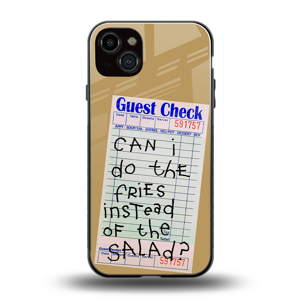 fries over salad back phone cover | glass case for iphone 15 plus