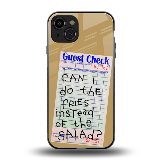 fries over salad back phone cover | glass case for iphone 15