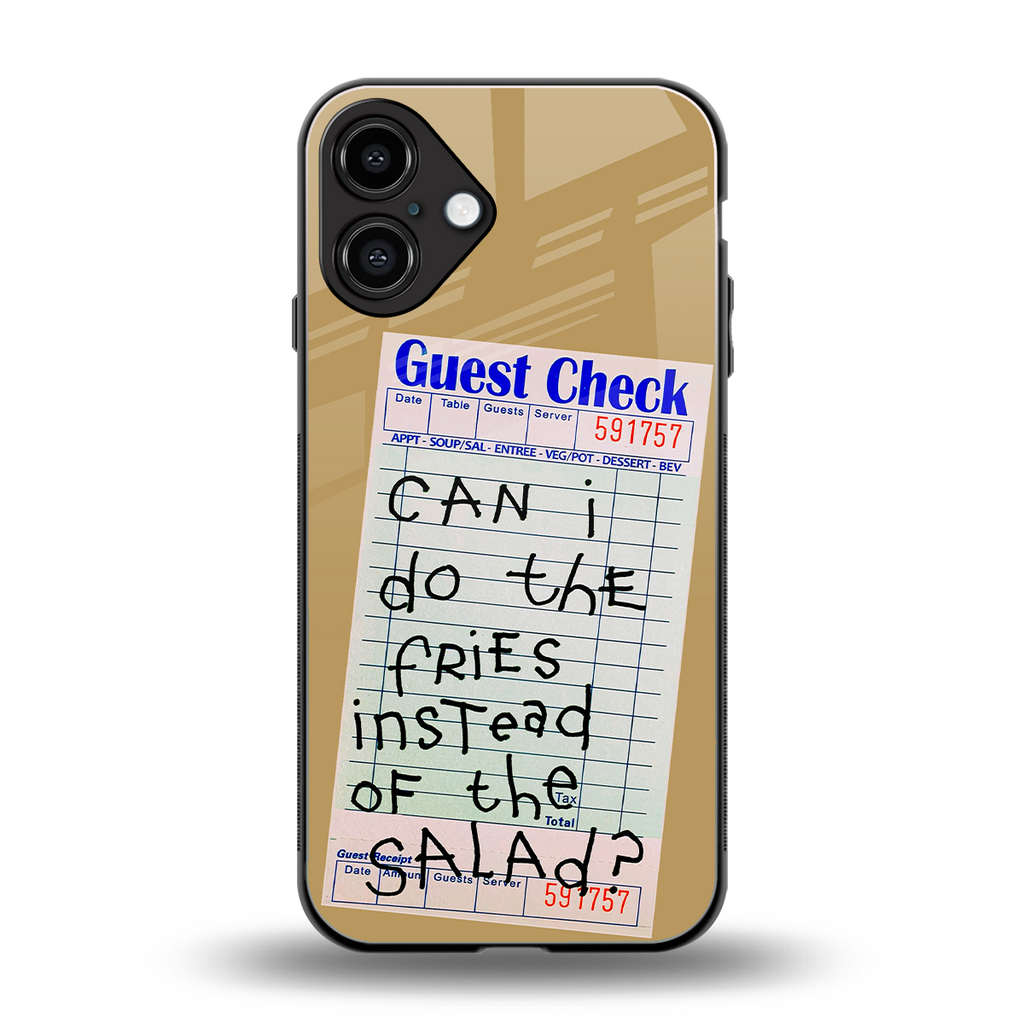 fries over salad back phone cover | glass case for iphone 16 plus