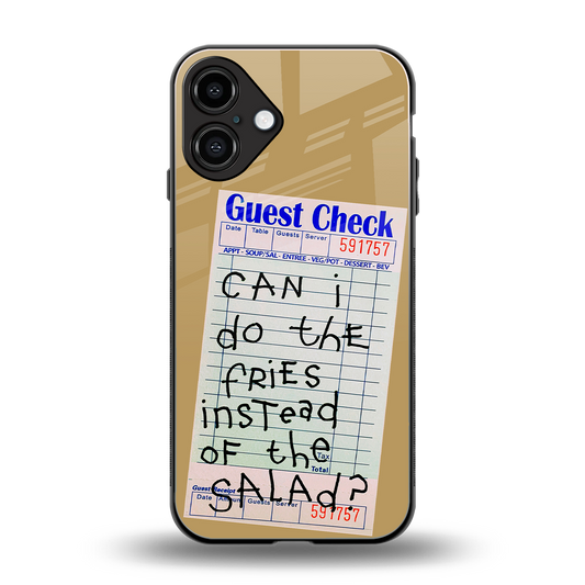 fries over salad back phone cover | glass case for iphone 16 plus