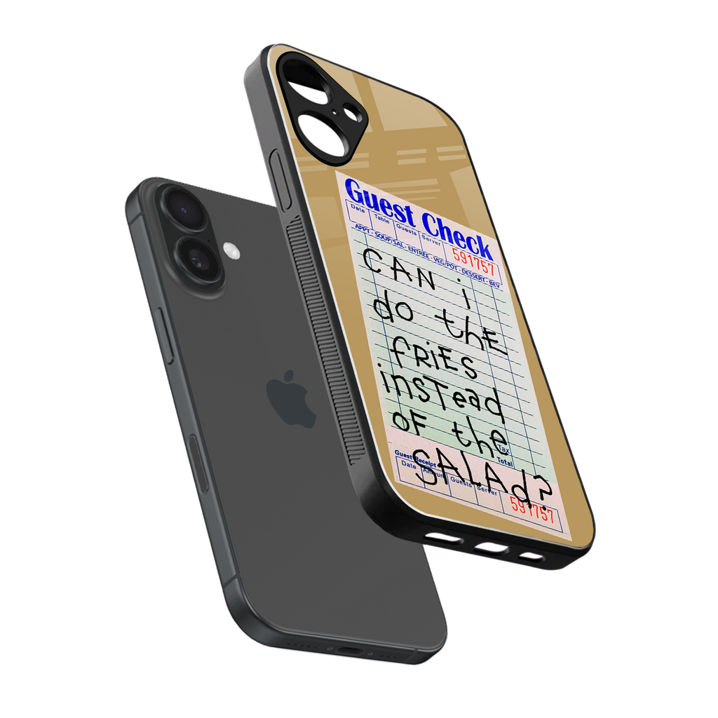 fries over salad back phone cover | glass case for iphone 16 plus