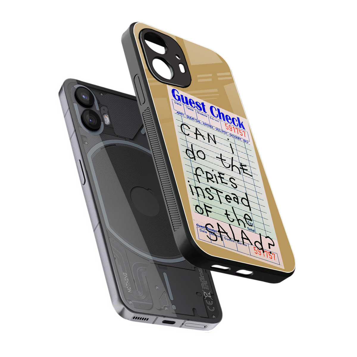 fries over salad back phone cover | glass case for nothing phone 2