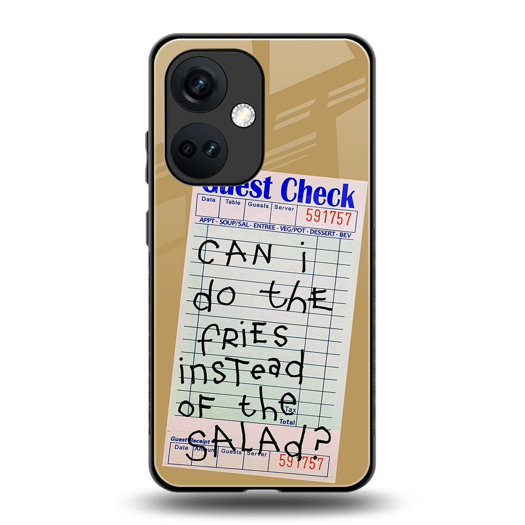 fries over salad back phone cover | glass case for oneplus nord ce 3