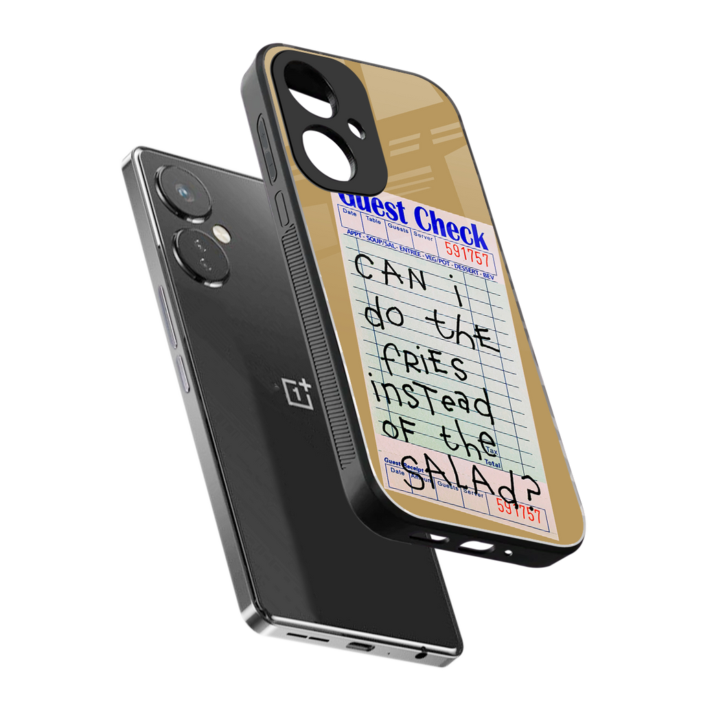 fries over salad back phone cover | glass case for oneplus nord ce 3