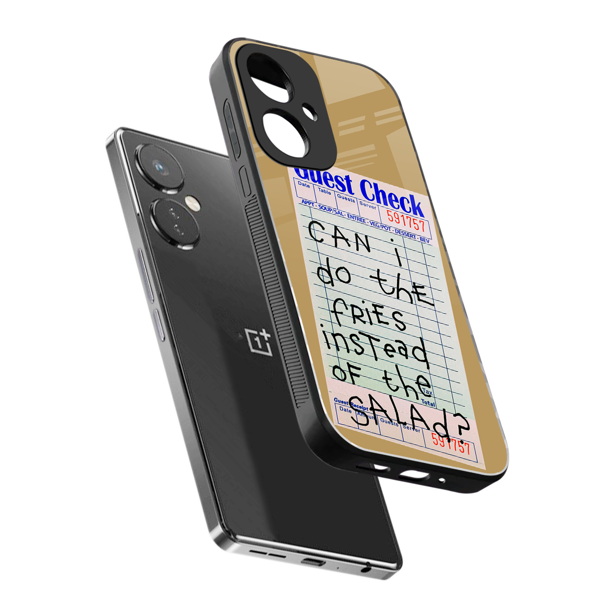 fries over salad back phone cover | glass case for oneplus nord ce 3