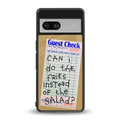 fries over salad back phone cover | glass case for Google Pixel 7