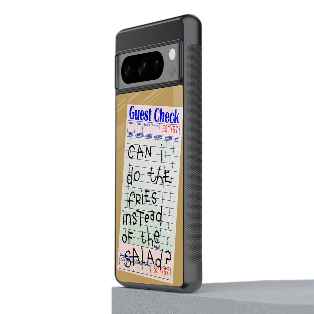 fries over salad back phone cover | glass case for google pixel 8 pro