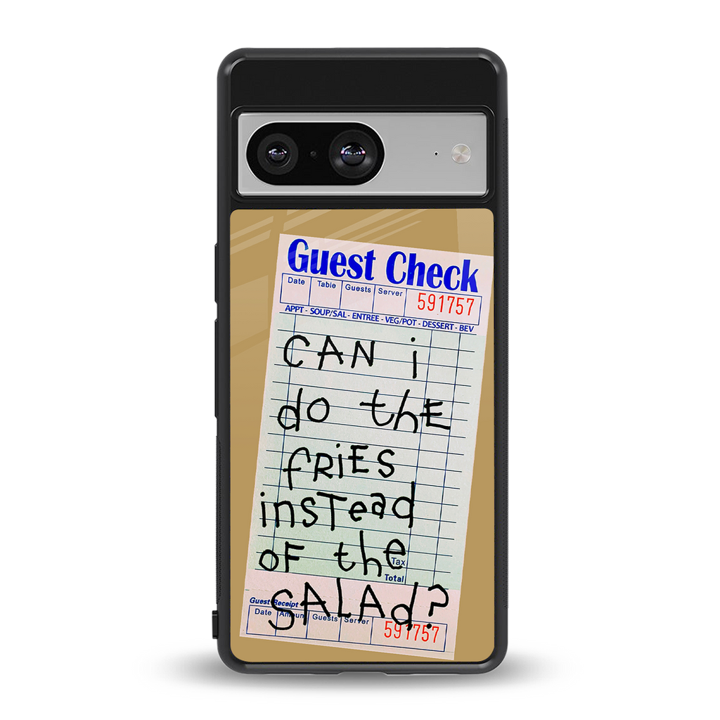fries over salad back phone cover | glass case for Google Pixel 8