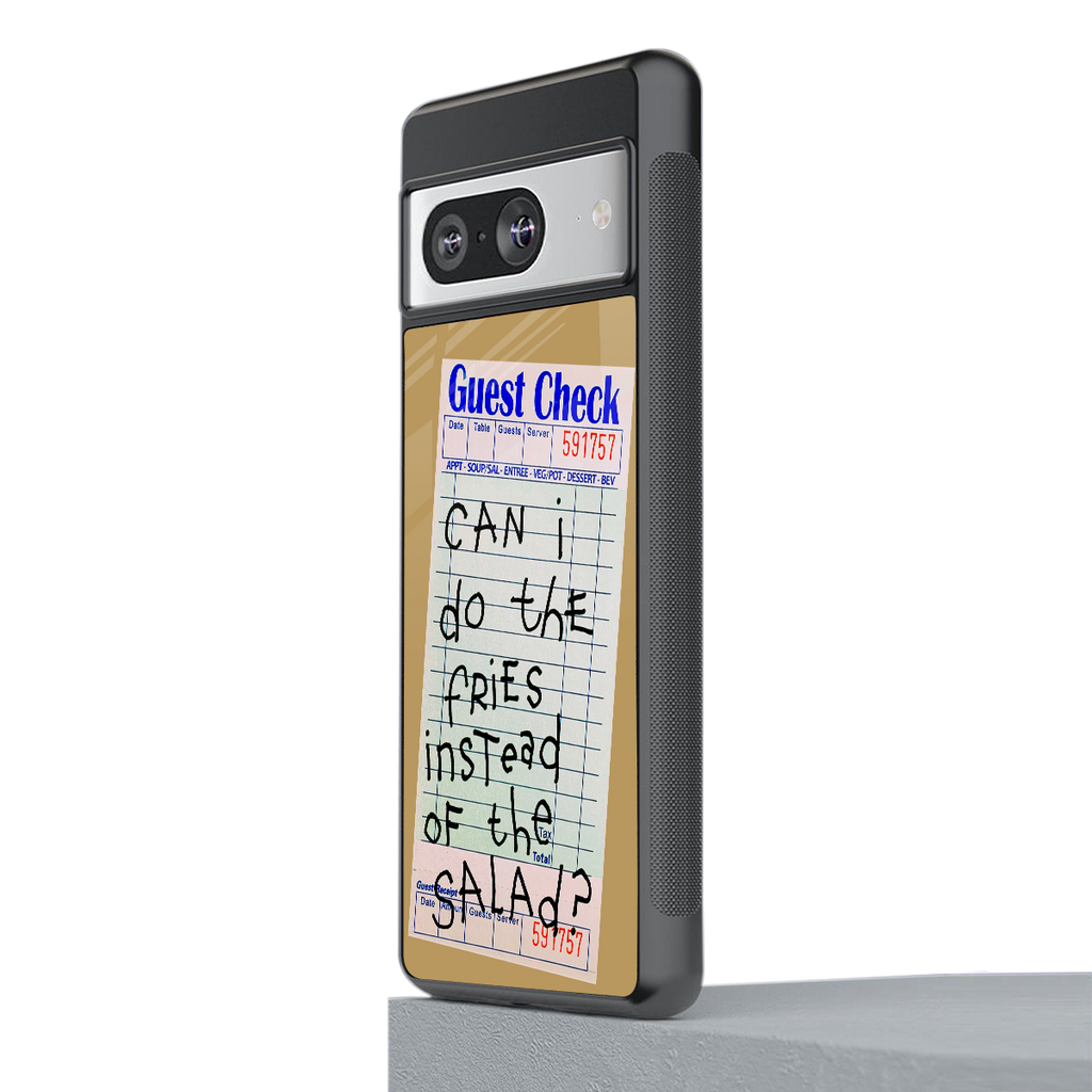fries over salad back phone cover | glass case for Google Pixel 8
