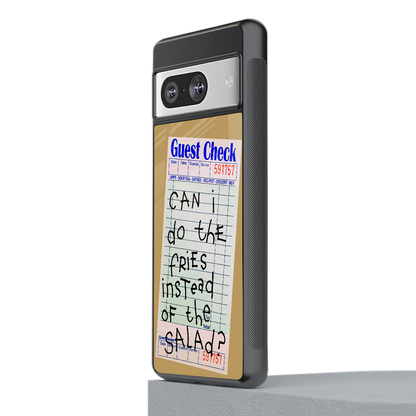 fries over salad back phone cover | glass case for Google Pixel 8