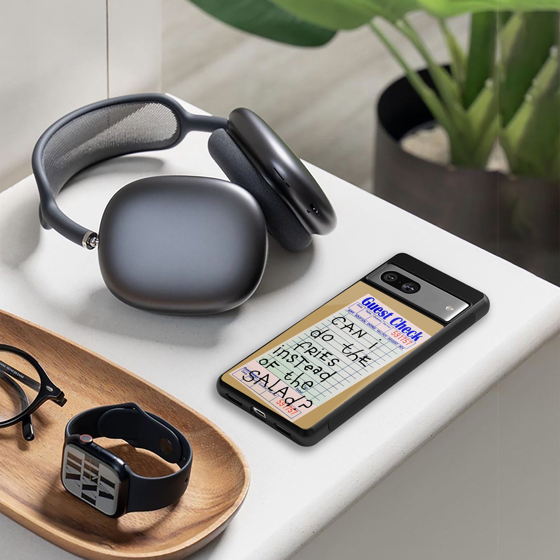 fries over salad back phone cover | glass case for Google Pixel 8