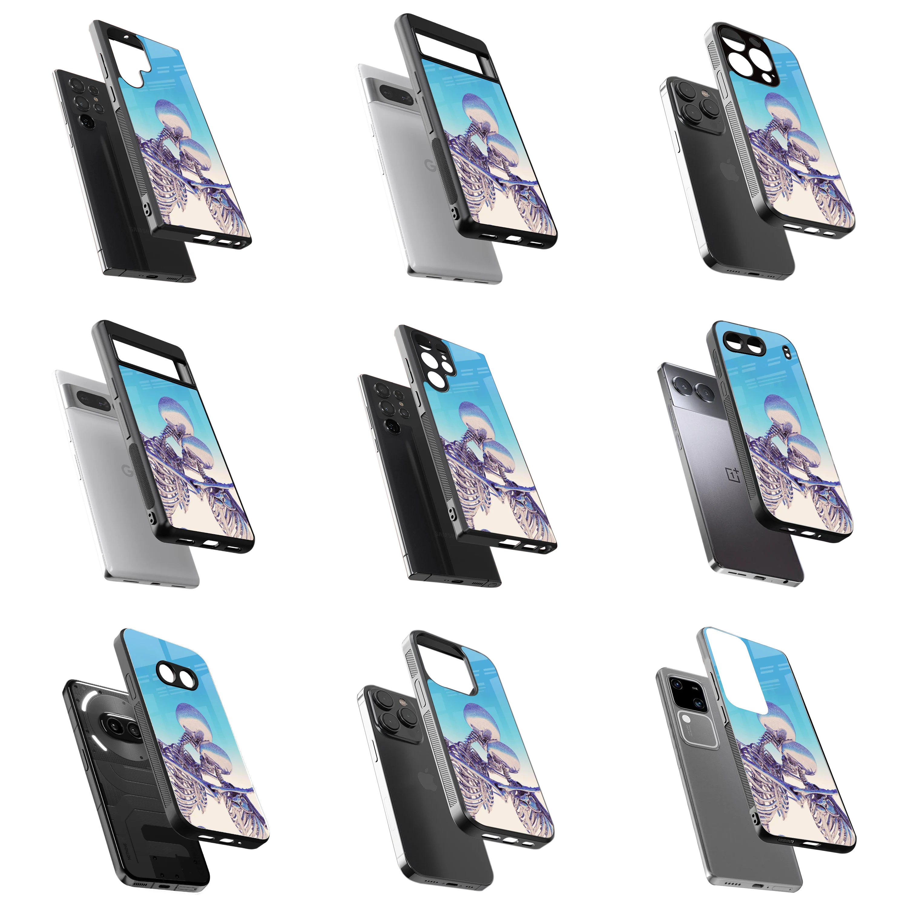 Durable Glass Back Mobile Case for iPhone, Samsung, OnePlus, Google Pixel, Redmi, Vivo, Oppo
