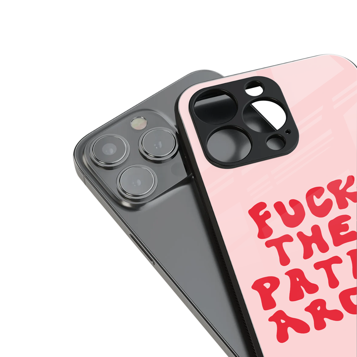 fuck the patriarchy back phone cover | glass case for iphone 14 plus