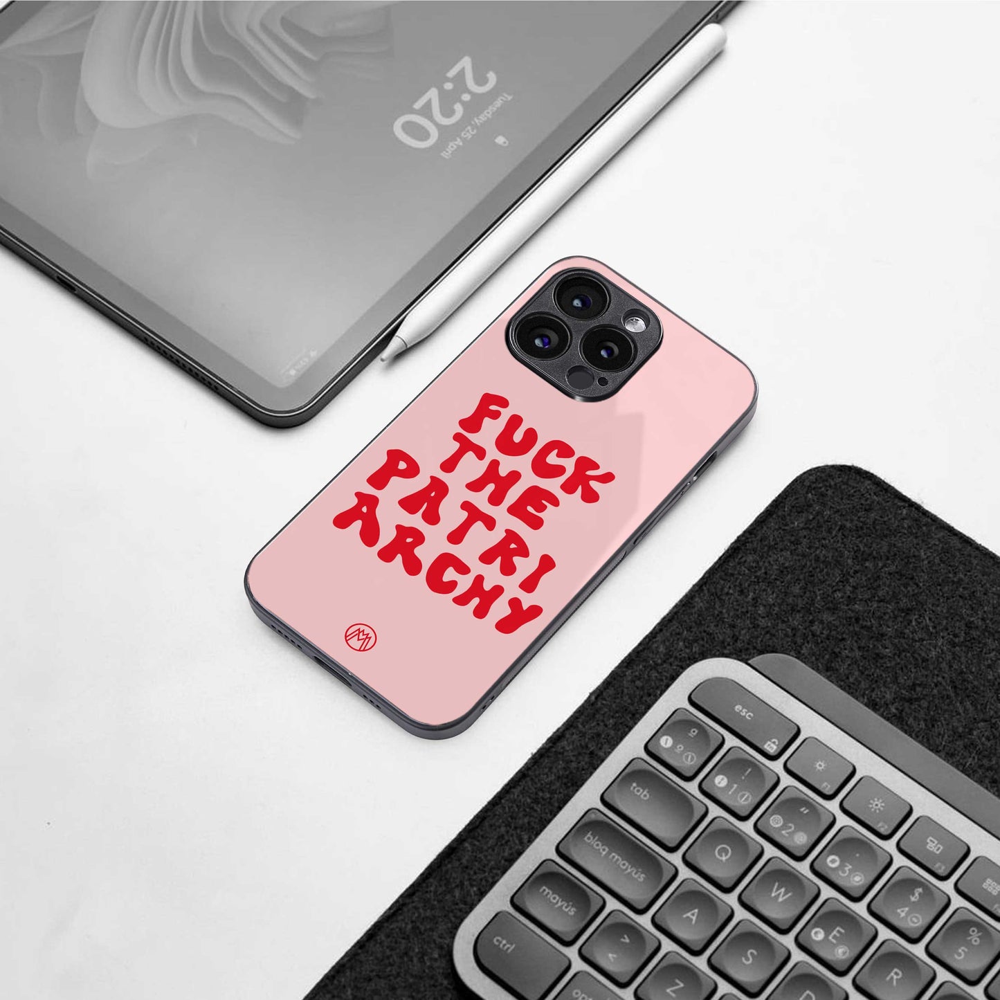 fuck the patriarchy back phone cover | glass case for iphone 14