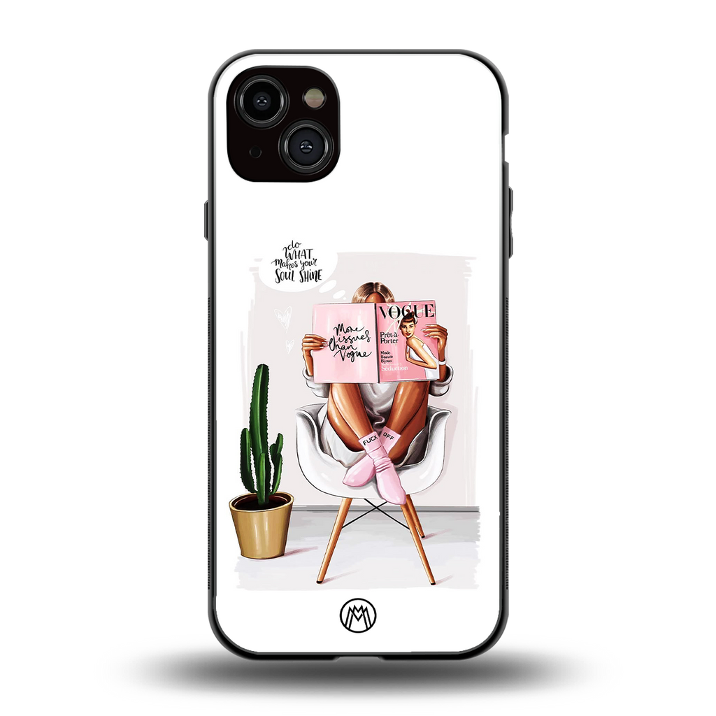 full glam vogue back phone cover | glass case for iphone 15 plus