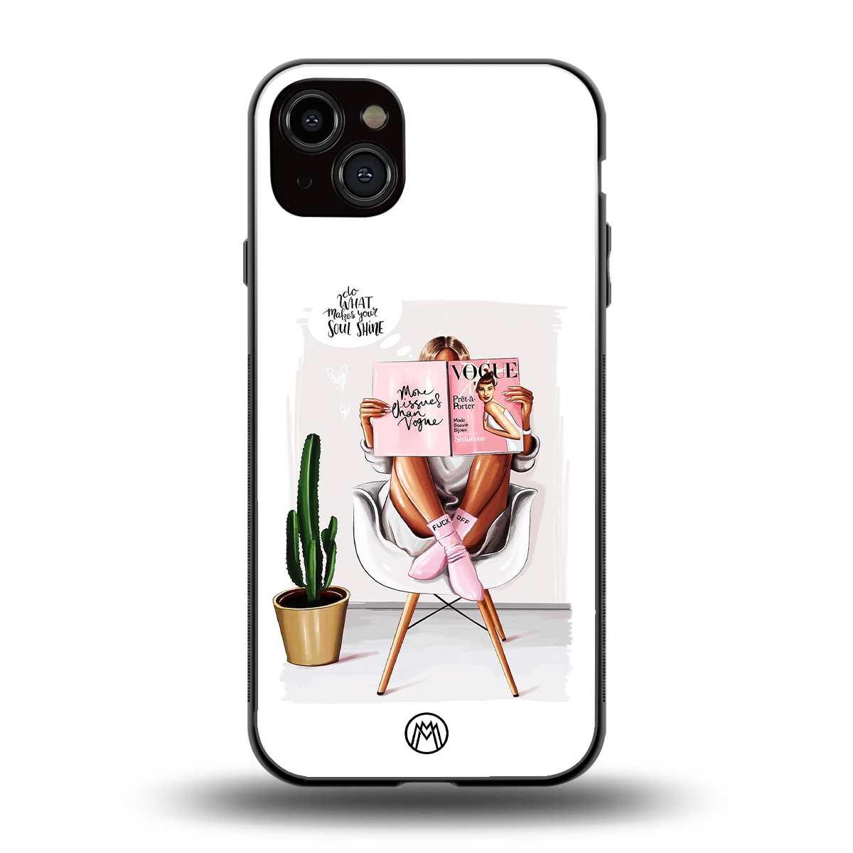 full glam vogue back phone cover | glass case for iphone 14 plus