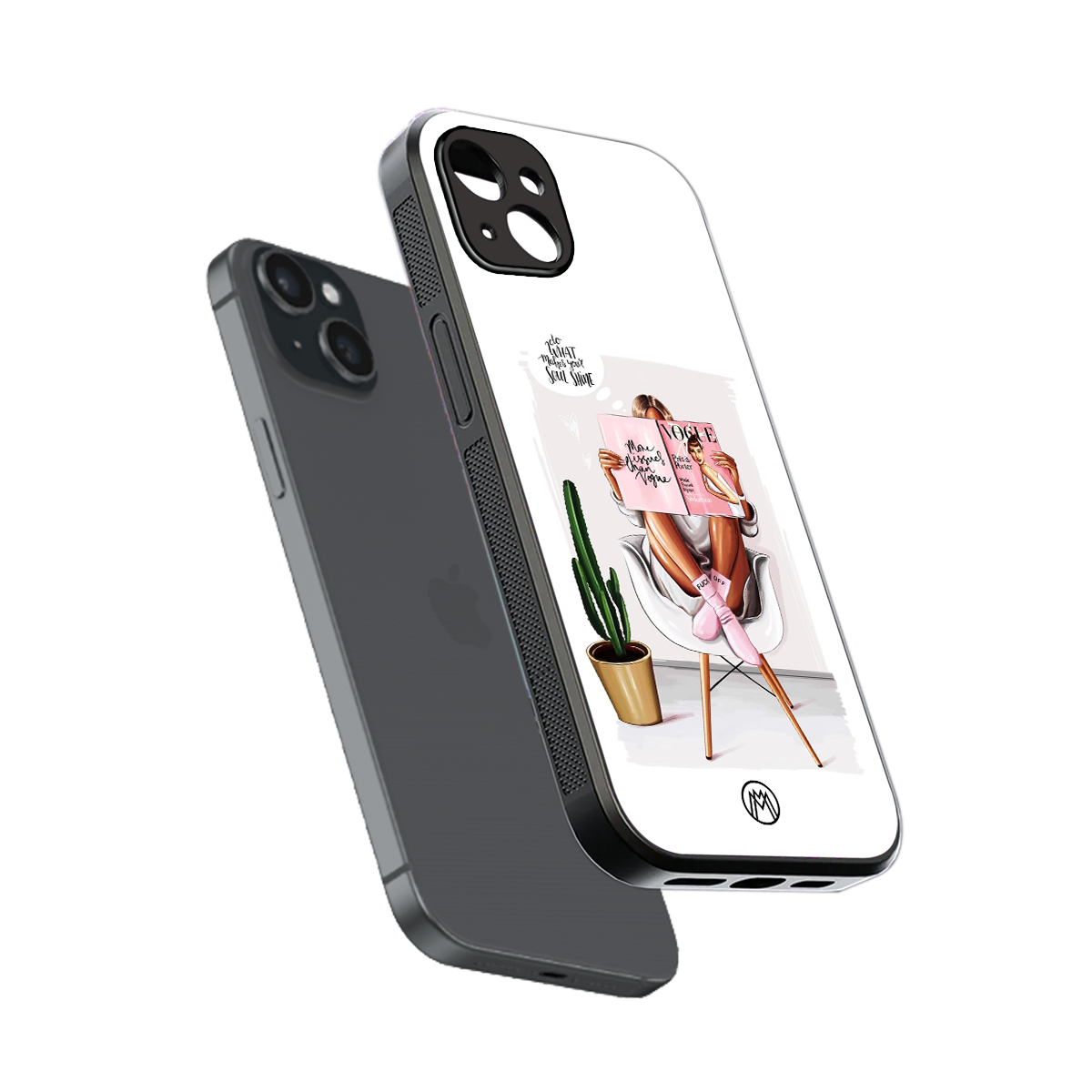 full glam vogue back phone cover | glass case for iphone 15 plus