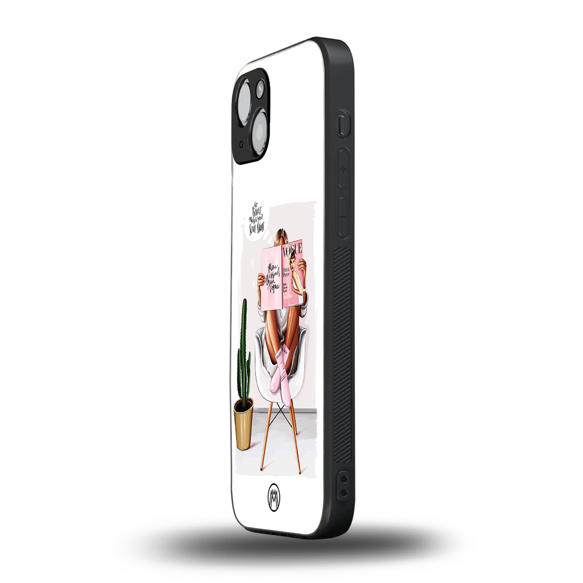 full glam vogue back phone cover | glass case for iphone 15 plus